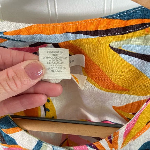 C & C California Med 100% Linen Sleeveless Button Up Shirt Tropical Boho Beach - Picture 4 of 10